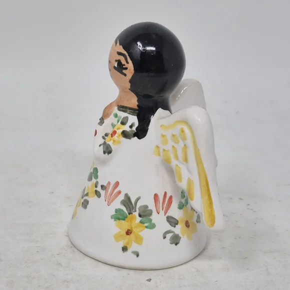 Hand-Painted Mexican Pottery Angel Figurine with Floral Design - Picture 2 of 6